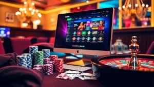 Découvrez le casino en ligne France avec des jetons de poker vibrants et une interface de jeu en ligne élégante.