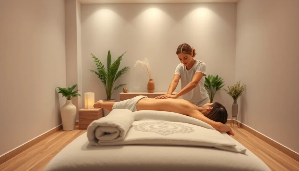 편안한 환경에서 이완 기법을 보여주는 마사지 치료 세션.