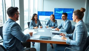 Efficient contract management meeting showcasing collaboration and digital insights.