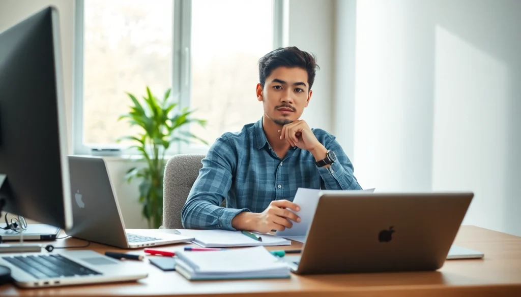 Young professional exploring IT certifications without studying in a modern workspace.