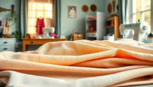 Stof voor blouse in diverse texturen prachtig gepresenteerd in een naaiatelier.