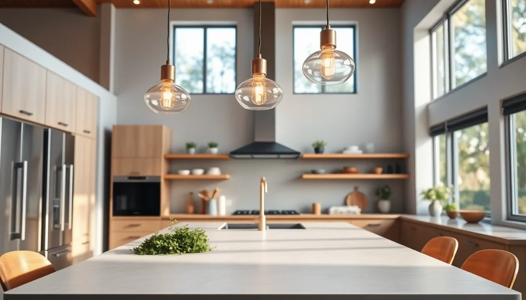 Illuminate your kitchen with beautiful island lighting highlighting elegant pendant fixtures.