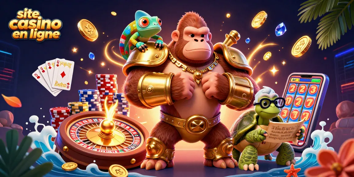Découvrez site casino en ligne avec une scène vibrante de personnages animés et des éléments de jeu captivants.